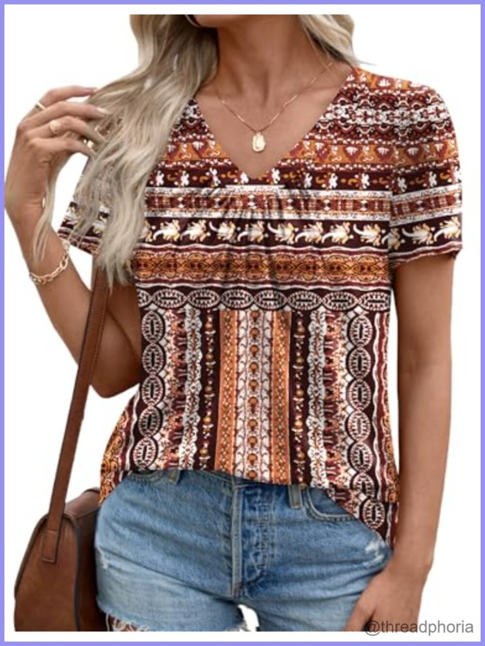 LOMON Womens Short Sleeve V Neck Pleated Loose Fit T-Shirt Top